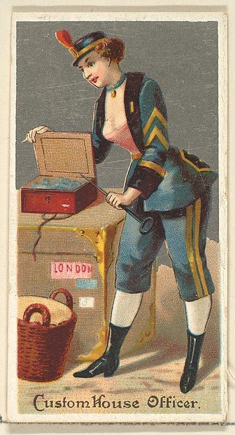 :Custom House Officer from the Occupations for Women series for Old Judge and Dogs Head Cigarettes 1887, vintage artwork, 16x12"(A3) Poster Print