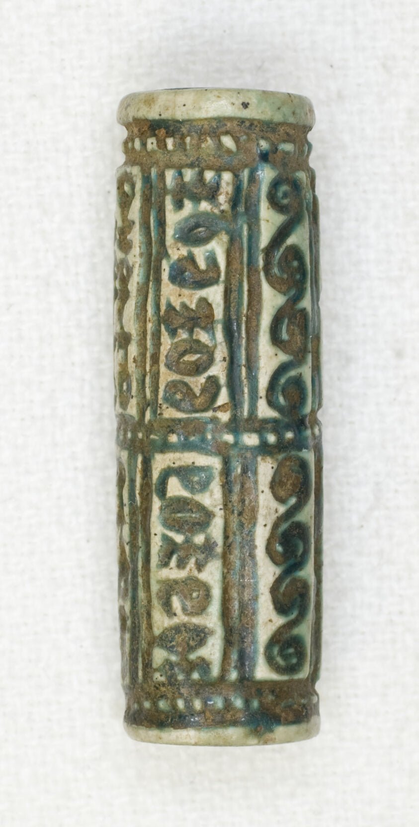 Cylinder with Geometric Designs and Hieroglyphs by  Egyptian, 23x16"( A2 size ) Poster Print