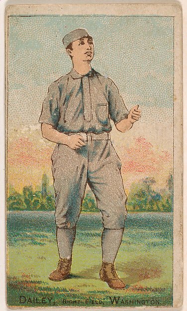 :Dailey Right Field Washington from the Gold Coin series for Gold Coin Chewing Tobacco 1887, vintage artwork, 16x12"(A3) Poster Print