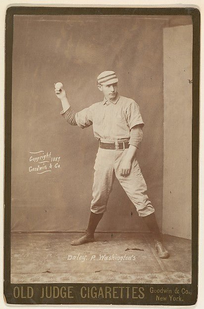 :Daley Pitcher Washington from the series Old Judge Cigarettes 1887, vintage artwork, 16x12"(A3) Poster Print