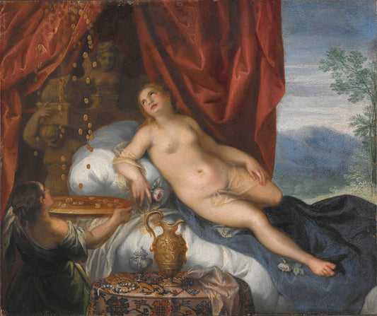Danaë and the Shower of Gold, vintage artwork by Hans Rottenhammer, A3 (16x12") Poster Print