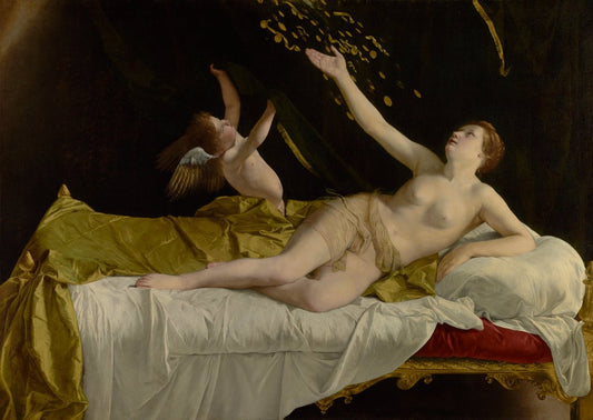 Danaë and the Shower of Gold, vintage artwork by Orazio Gentileschi, A3 (16x12") Poster Print