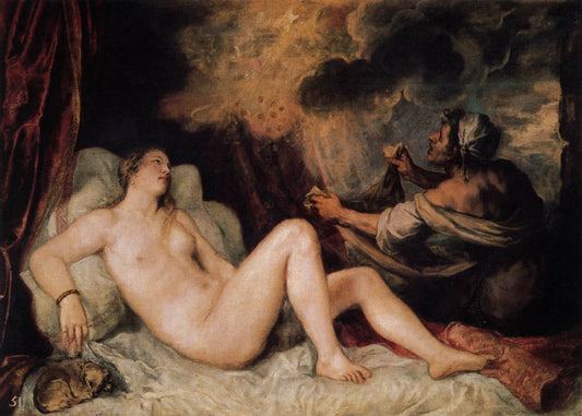 Danaï with a Nurse, vintage artwork by Titian, A3 (16x12") Poster Print