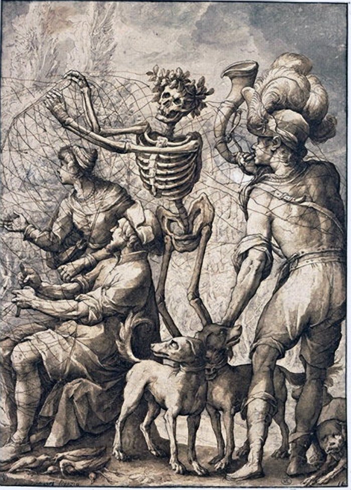 Dance of death, vintage artwork by Jacopo Ligozzi, A3 (16x12") Poster Print