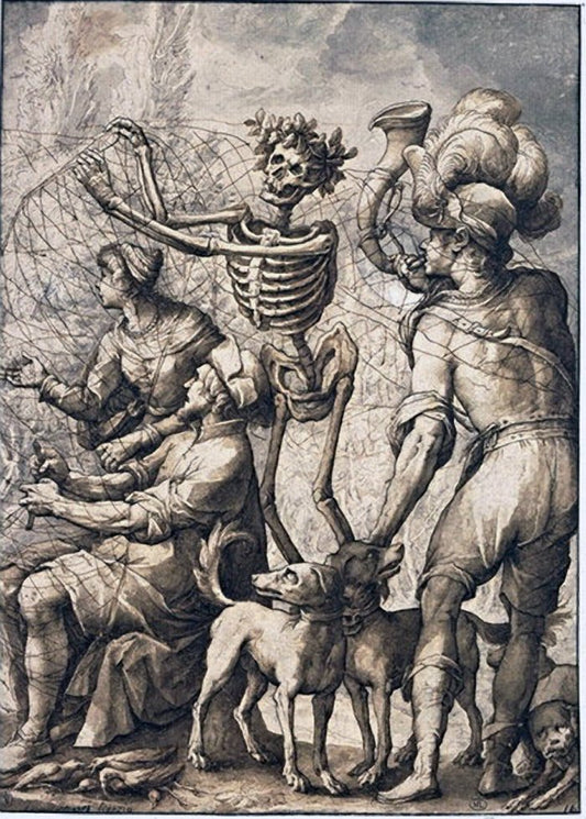 Dance of death, vintage artwork by Jacopo Ligozzi, A3 (16x12") Poster Print