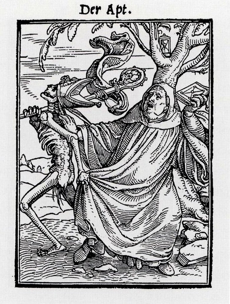 Dance of the Dead ~ The Abbott, vintage artwork by Hans Holbein the Younger, A3 (16x12") Poster Print