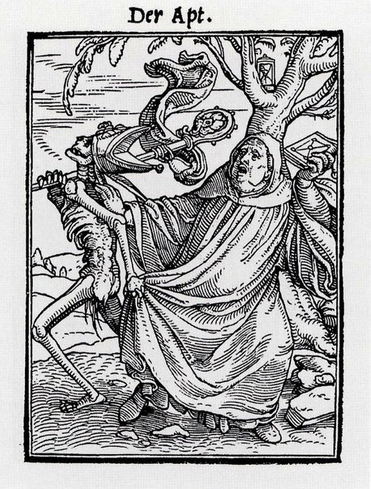 Dance of the Dead ~ The Abbott, vintage artwork by Hans Holbein the Younger, A3 (16x12") Poster Print