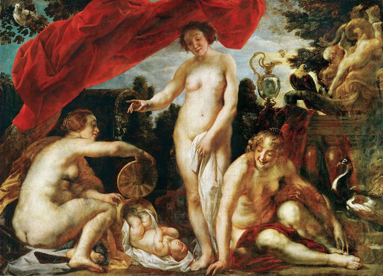 Daughters of Kekrops Finding Erichthonios, vintage artwork by Jacob Jordaens, 12x8" (A4) Poster