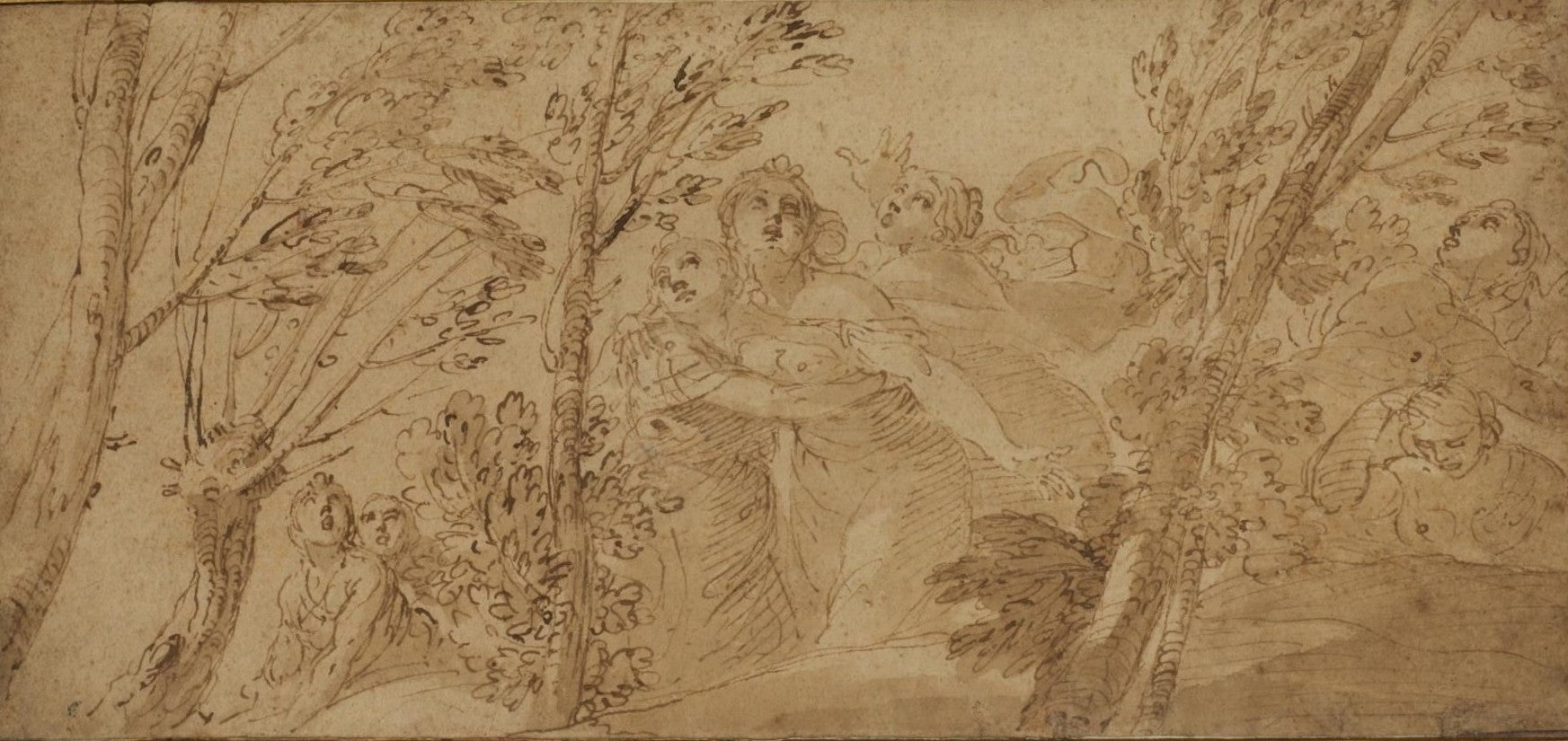 Daughters of Niobe, vintage artwork by Francesco Albani, 12x8" (A4) Poster