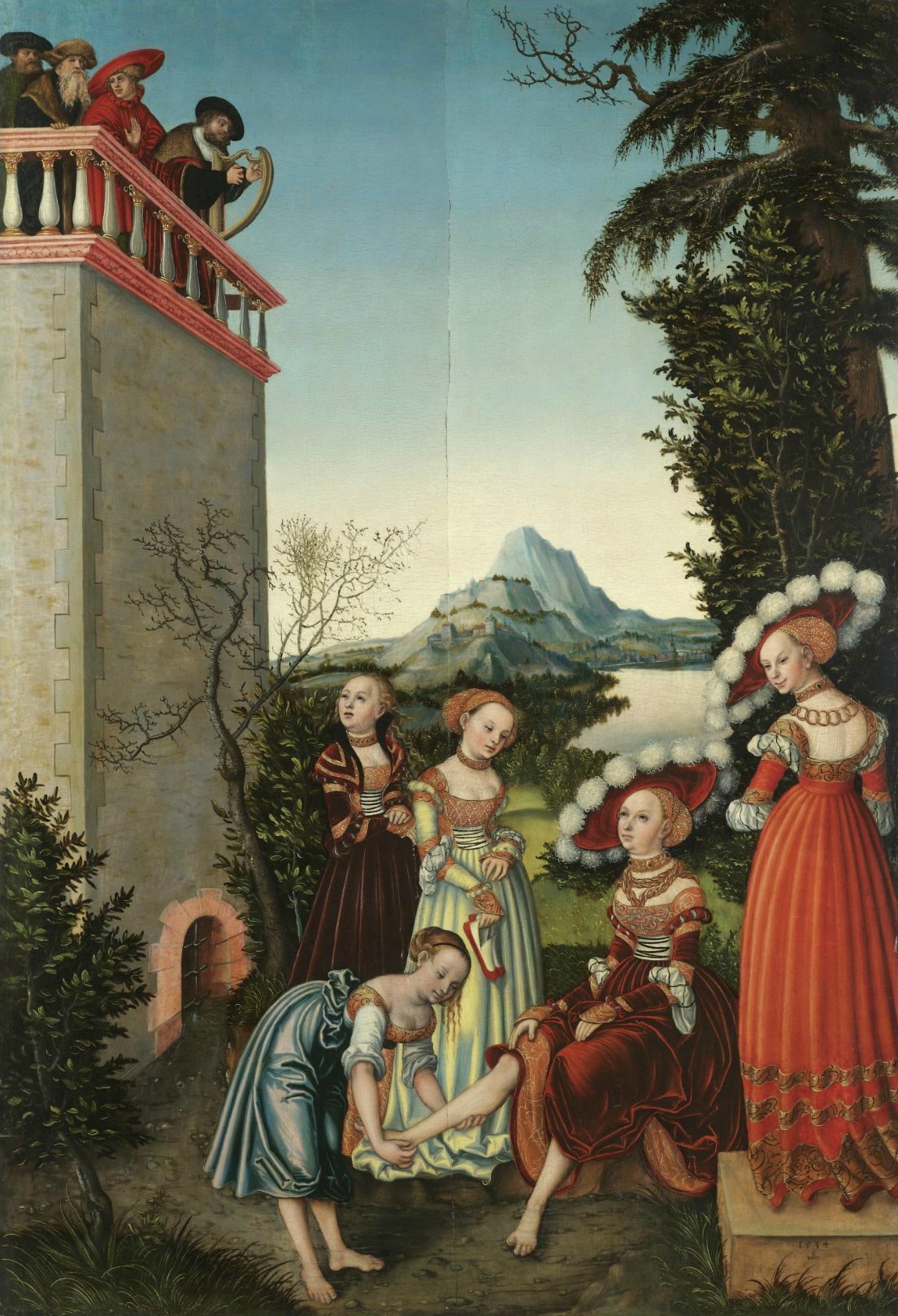 David and Bathsheba, vintage artwork by Lucas Cranach the Elder, A3 (16x12") Poster Print
