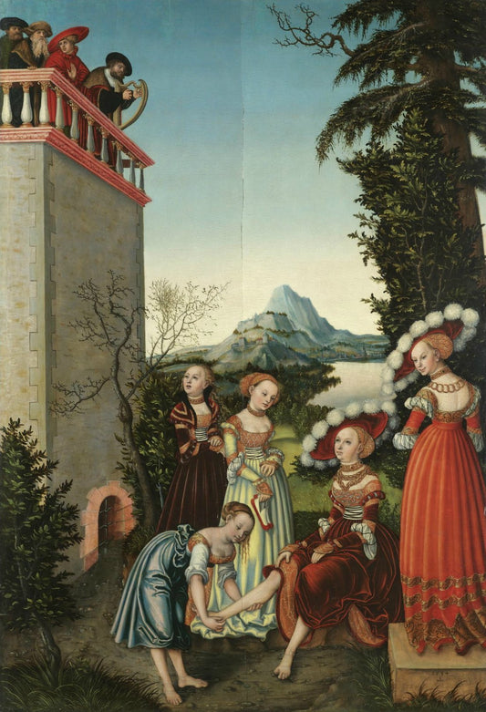 David and Bathsheba, vintage artwork by Lucas Cranach the Elder, A3 (16x12") Poster Print