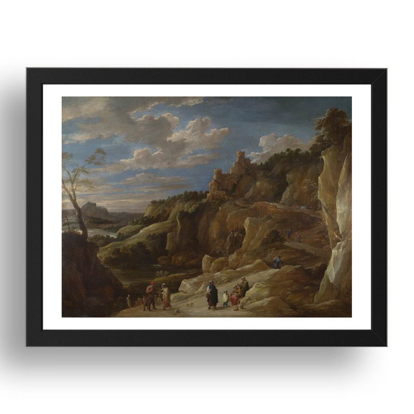 David Teniers the Younger: A Gipsy Fortune Teller in a Hilly Landscape, Poster in 17x13"(A3) Frame