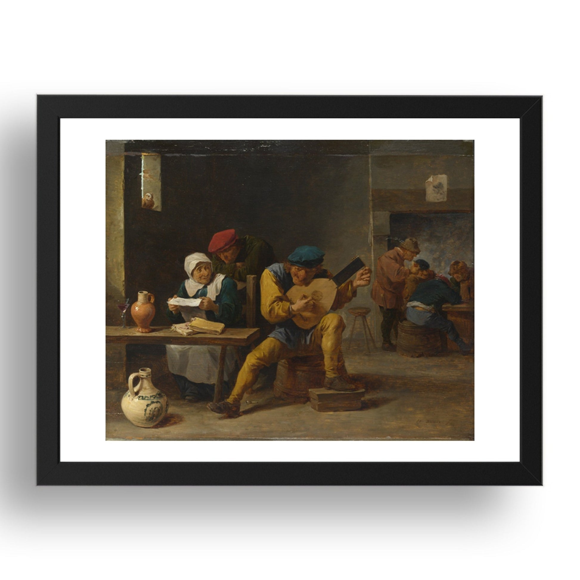 David Teniers the Younger: Peasants making Music in an Inn, Poster in 17x13"(A3) Frame