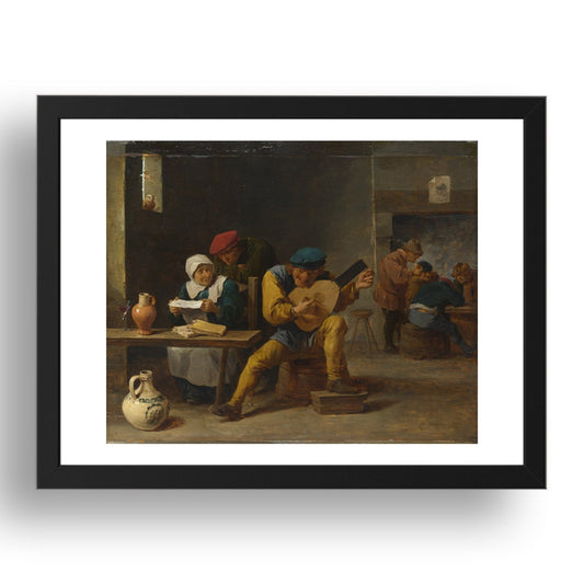 David Teniers the Younger: Peasants making Music in an Inn, Poster in 17x13"(A3) Frame