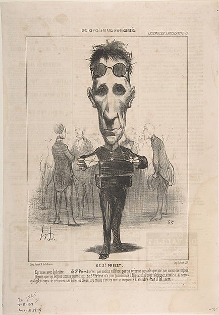 De St. Priest August 18, 1849-Honoré Daumier , vintage art, A3 (16x12") Poster Print