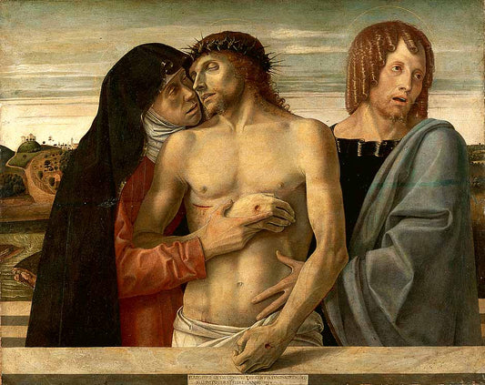 Dead Christ Supported by  the Virgin and Saint John, vintage artwork by Giovanni Bellini, A3 (16x12") Poster Print