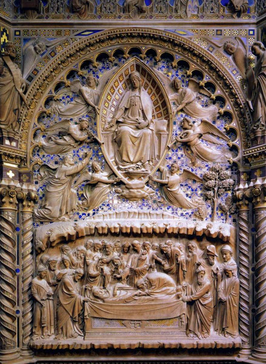 Death and Assumption of Mary, vintage artwork by Andrea Orcagna, A3 (16x12") Poster Print