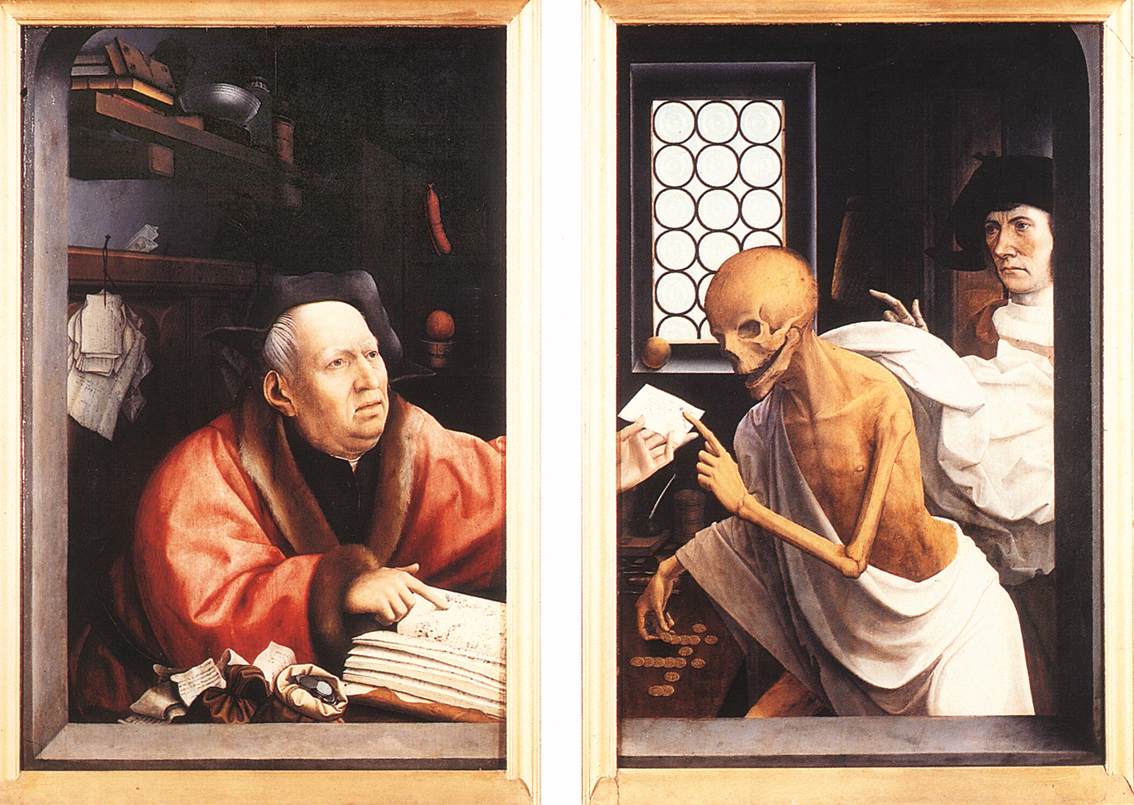 Death and the Miser, vintage artwork by Jan Provoost, A3 (16x12") Poster Print