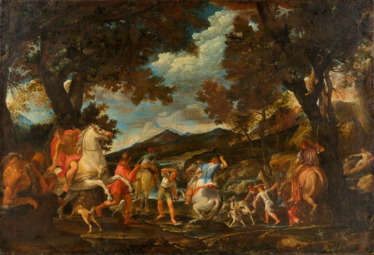 Death of Actaeon, vintage artwork by Agostino Carracci, A3 (16x12") Poster Print