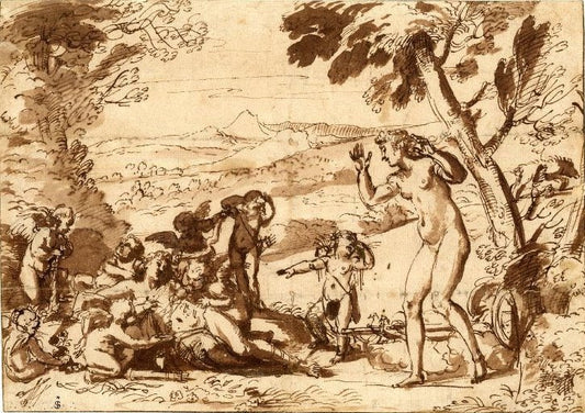 Death of Adonis, vintage artwork by Francesco Albani, 12x8" (A4) Poster