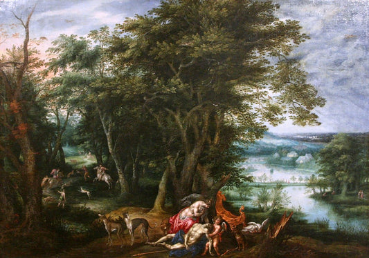 Death of Adonis, vintage artwork by Hendrick de Clerck, A3 (16x12") Poster Print