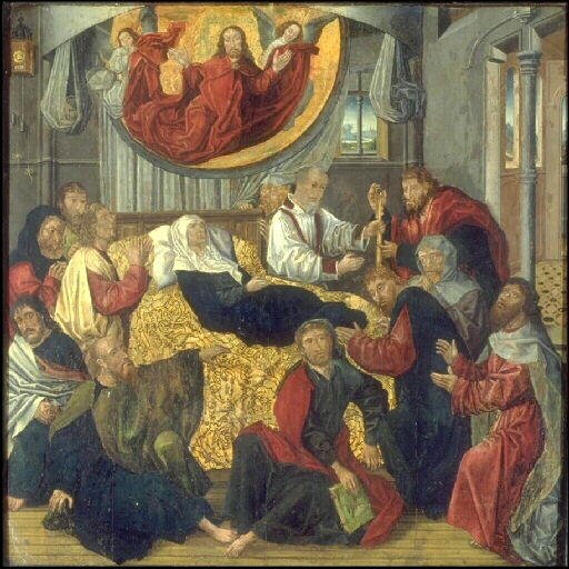 Death of the Virgin, vintage artwork by Simon Marmion, A3 (16x12") Poster Print