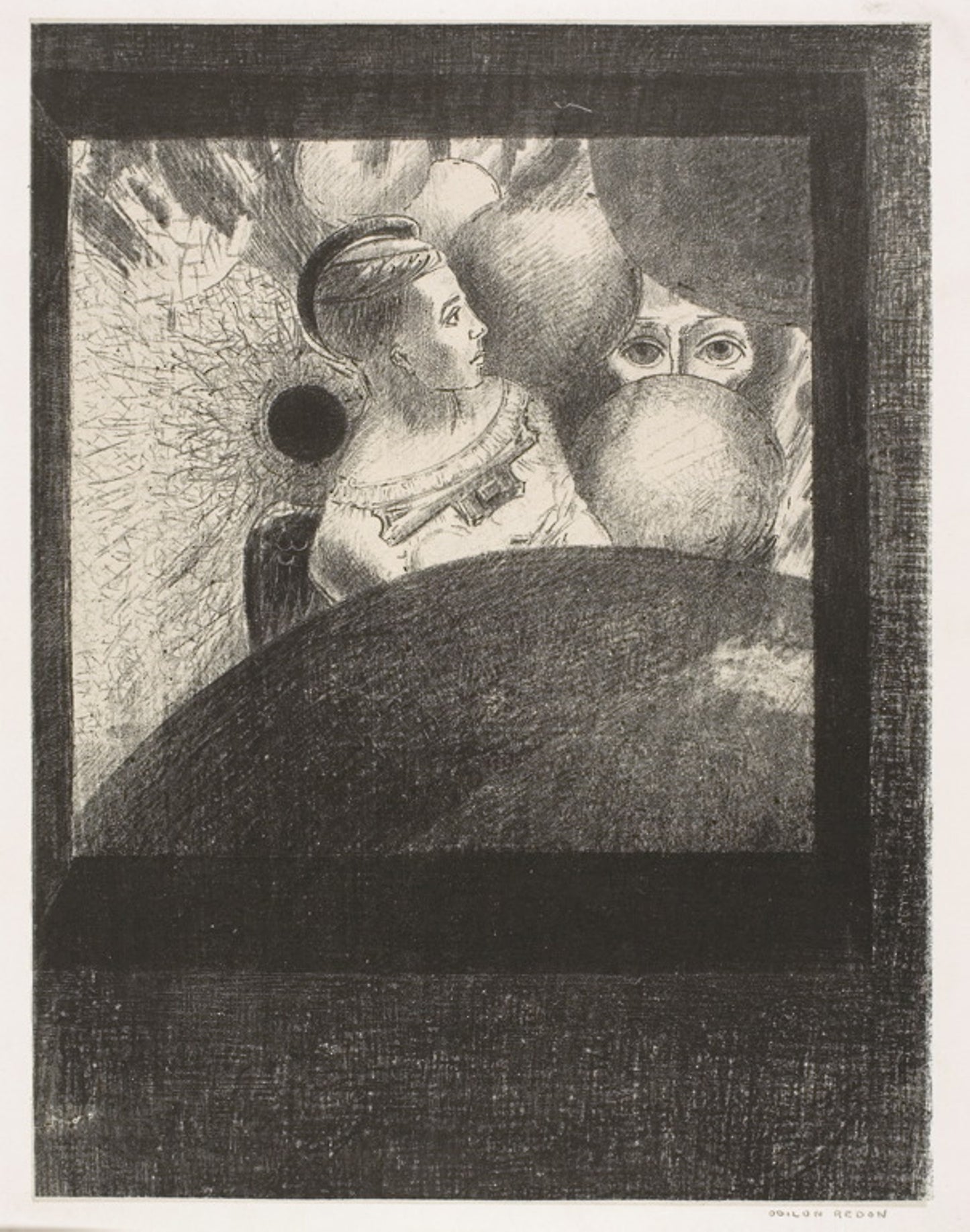 In the Spheres (The breath which leads living creatures is also in the SPHERES), plate 5 of 6 from To Edgar Poe -  Odilon Redon,  Poster Print Wall Art