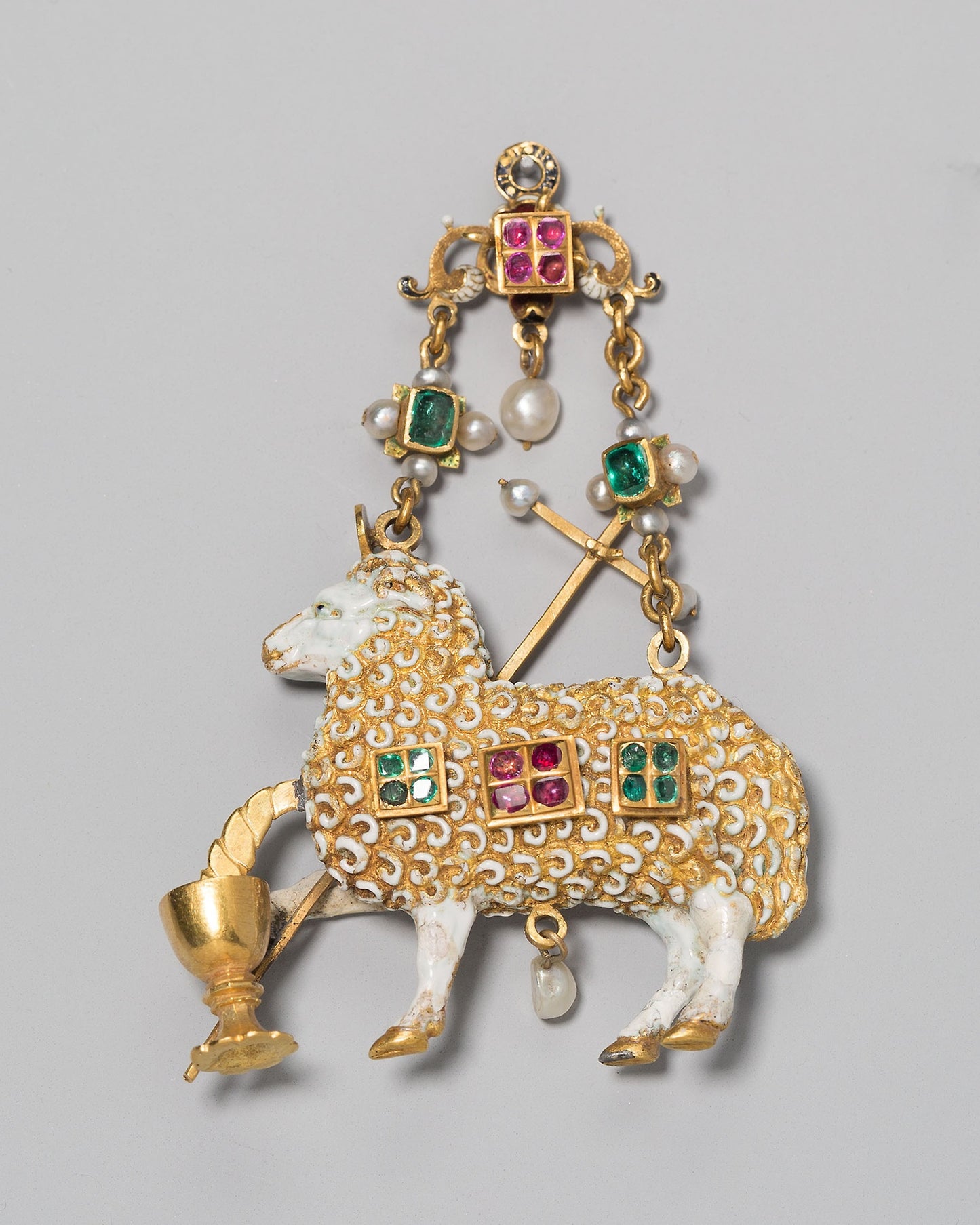 Pendant with Agnus Dei (Lamb of God) -  Spanish or Spanish Colonial,  Poster Print Wall Art