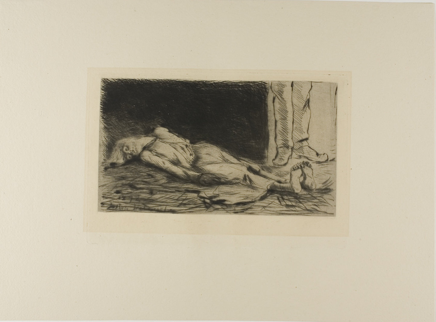 Plate from l'Assommoir (woman lying on floor) -  Gaston La Touche,  Poster Print Wall Art