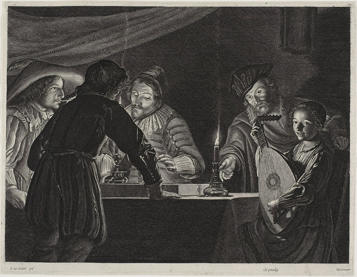 Backgammon Players -  Lucas Emil Vorsterman (Flemish, 1595-1675),  Poster Print Wall Art