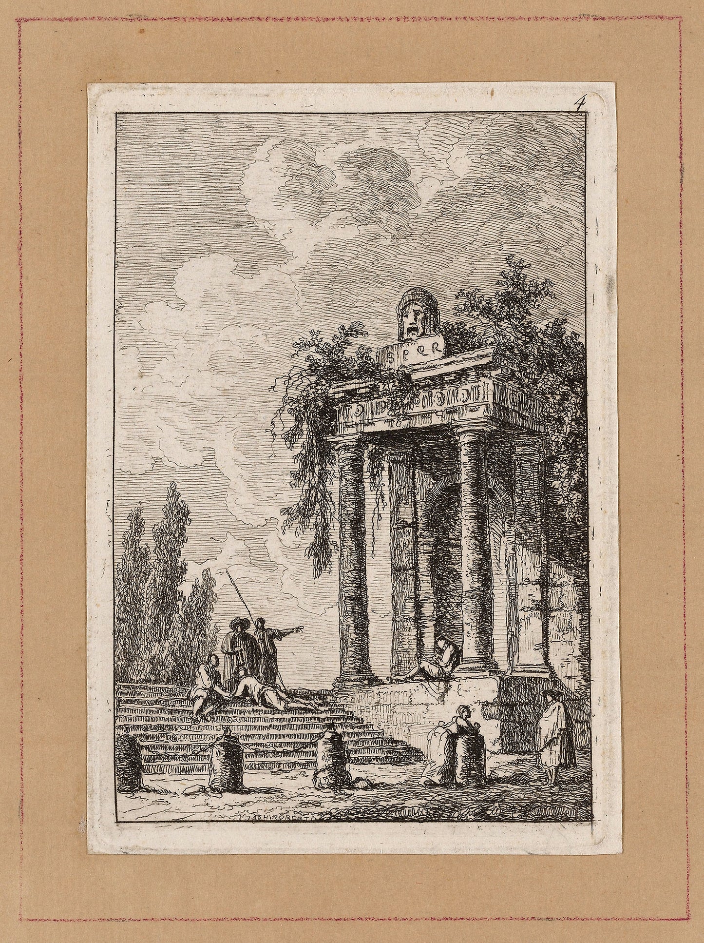 Plate Four from Evenings in Rome -  Hubert Robert ,  Poster Print Wall Art