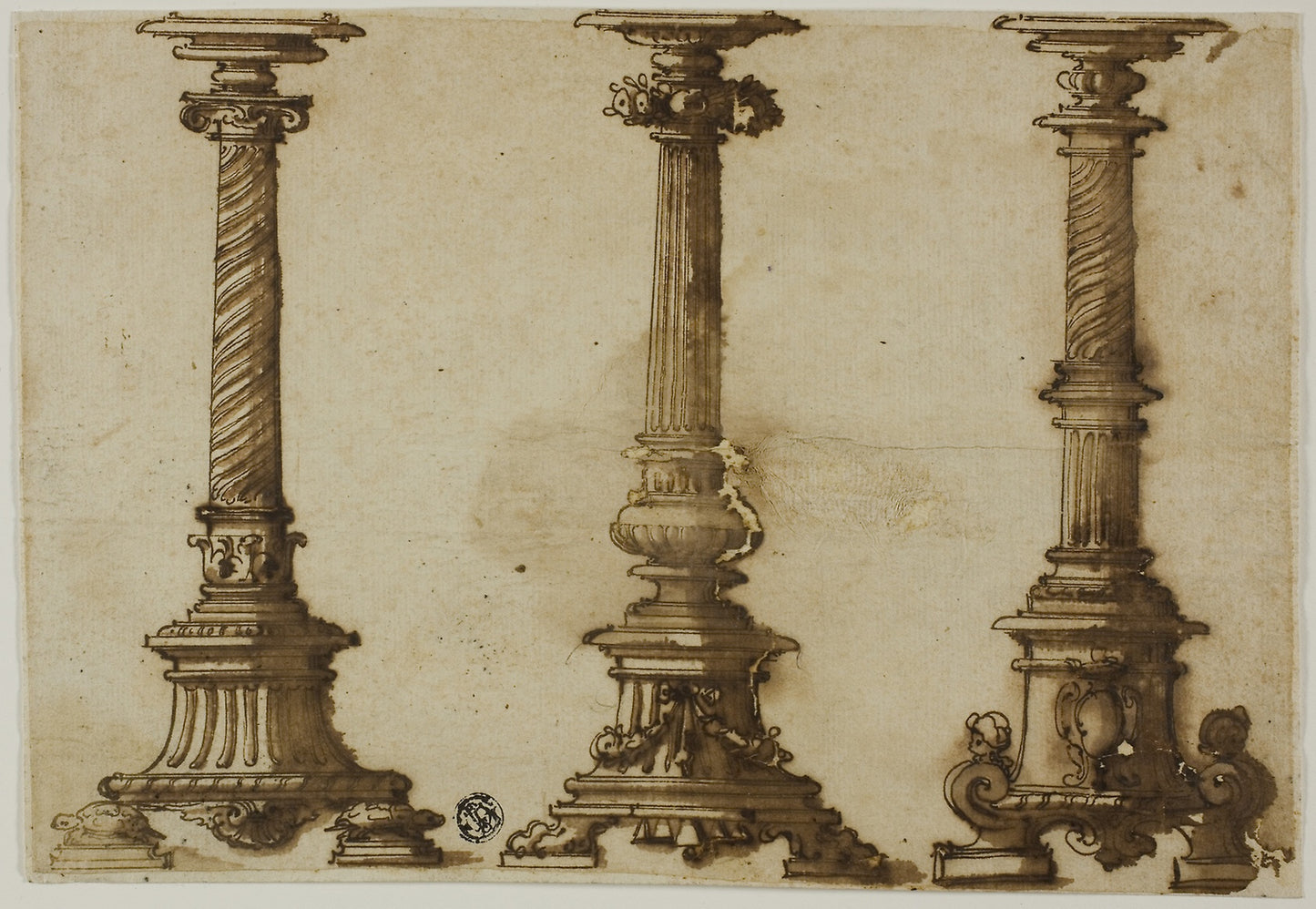 Three Candelabra -  Giovanni Battista Montano or his workshop,  Poster Print Wall Art