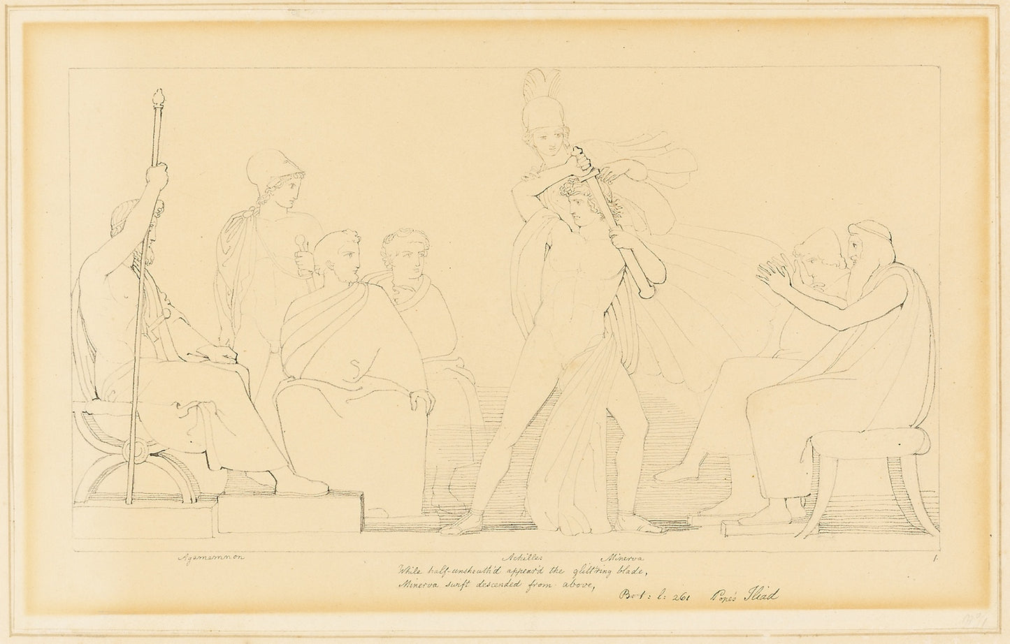 Minerva and Achilles -  John Flaxman, II,  Poster Print Wall Art
