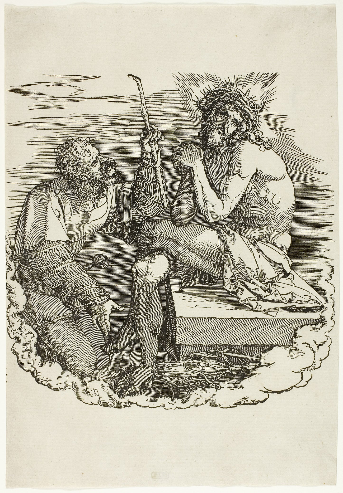 Christ, Man of Sorrows, Mocked -  a Soldier, frontispiece from The Large Passion -  Albrecht Dürer,  Poster Print Wall Art