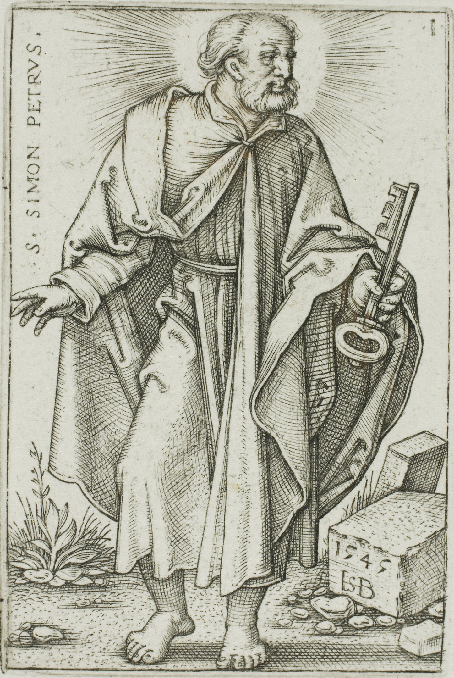 St. Peter, plate 1 from The Twelve Apostles -  Sebald Beham,  Poster Print Wall Art