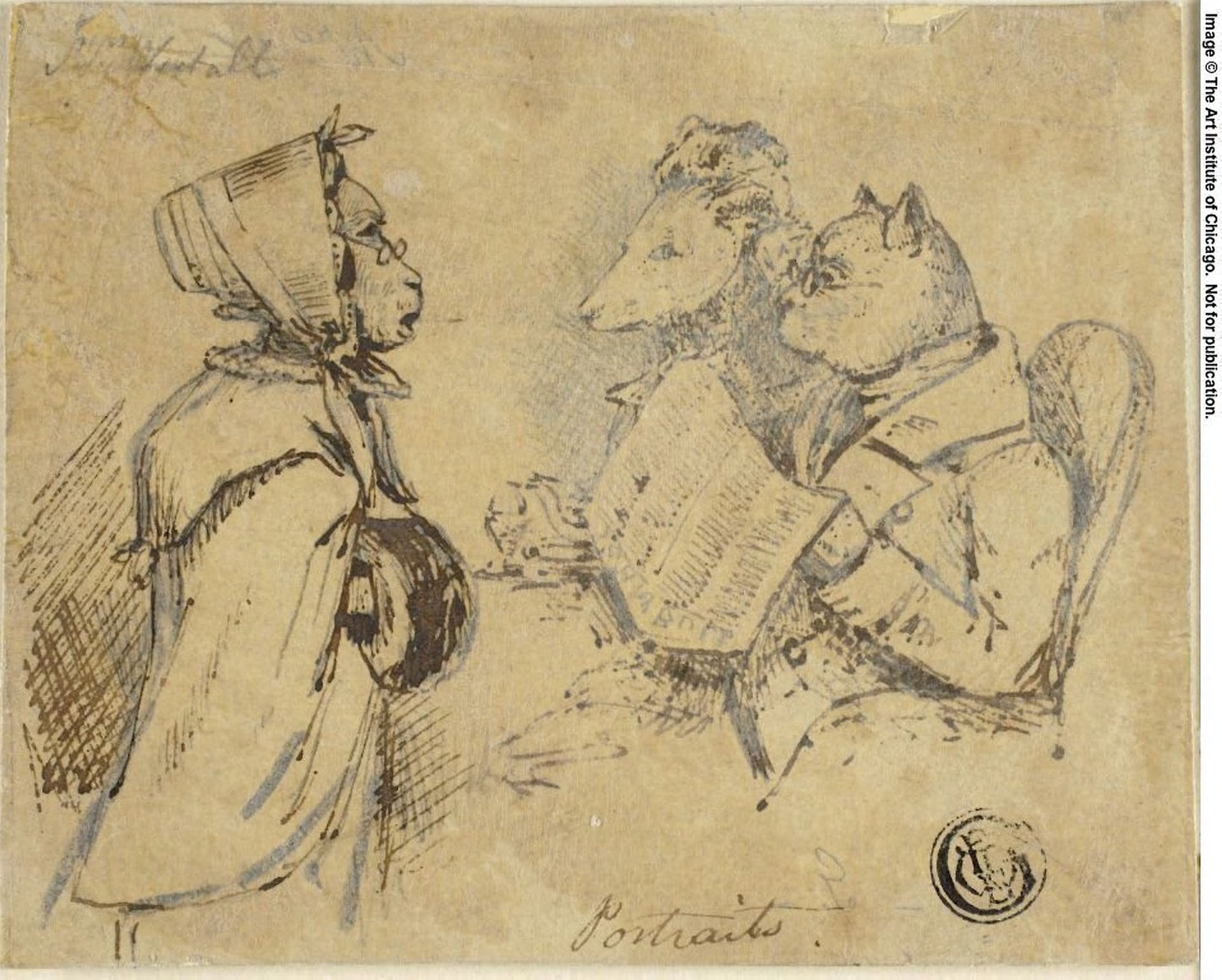 Portraits -  Attributed to Daniel Maclise,  Poster Print Wall Art