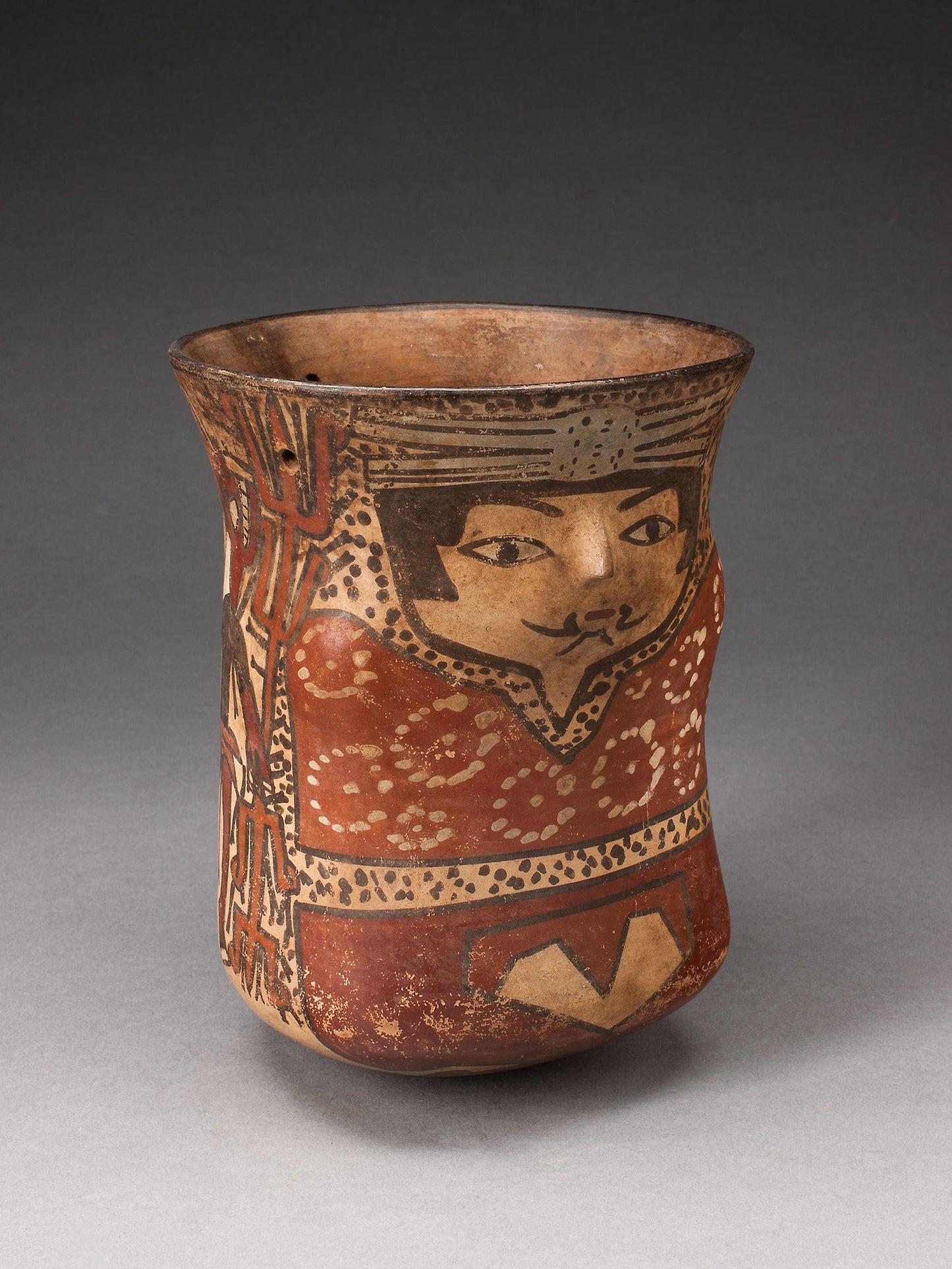 Beaker in the Form of a Figure with Painted Standing Figures Holding Staffs -  Nazca,  Poster Print Wall Art