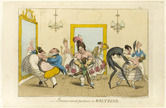Inconvenient Partners in Waltzing: Isaac Robert Cruikshank (English, 1789-1856),16x12"(A3) Poster