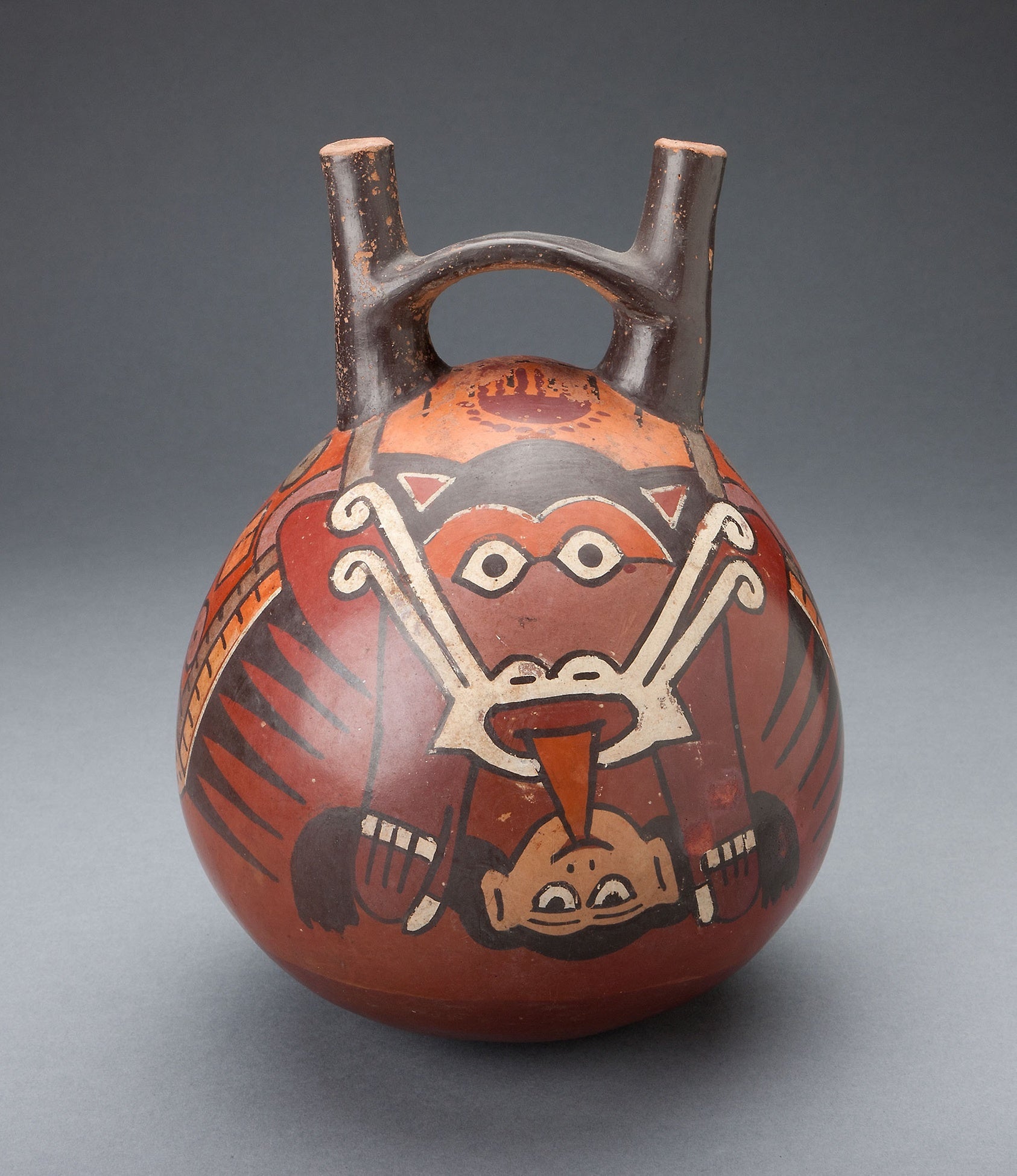 Vessel Depicting a Winged Figure Holding a Decapitated Head: Nazca,16x12"(A3) Poster