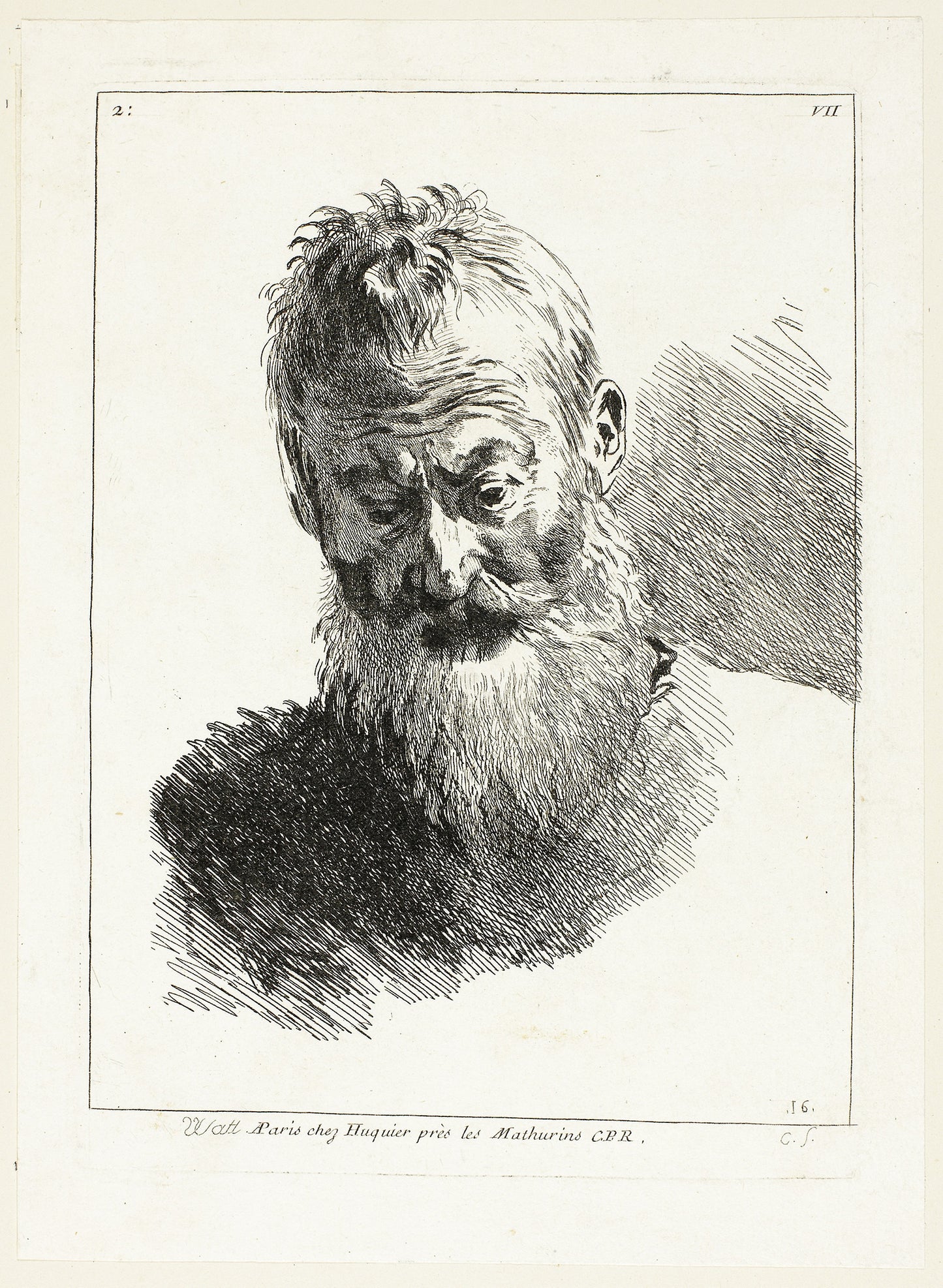 Man's Head -  Anne Claude Philippe Caylus,  Poster Print Wall Art