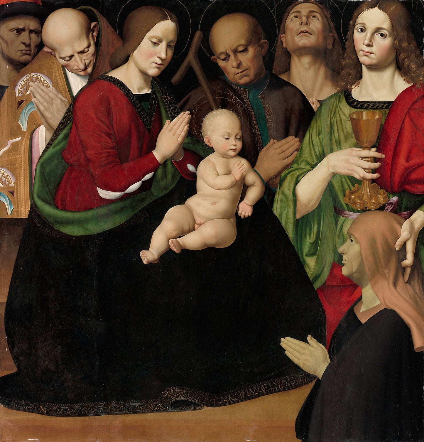 The Holy Family with Four Saints and a Female Donor -  Rimpatta, Antonio,  Poster Print Wall Art