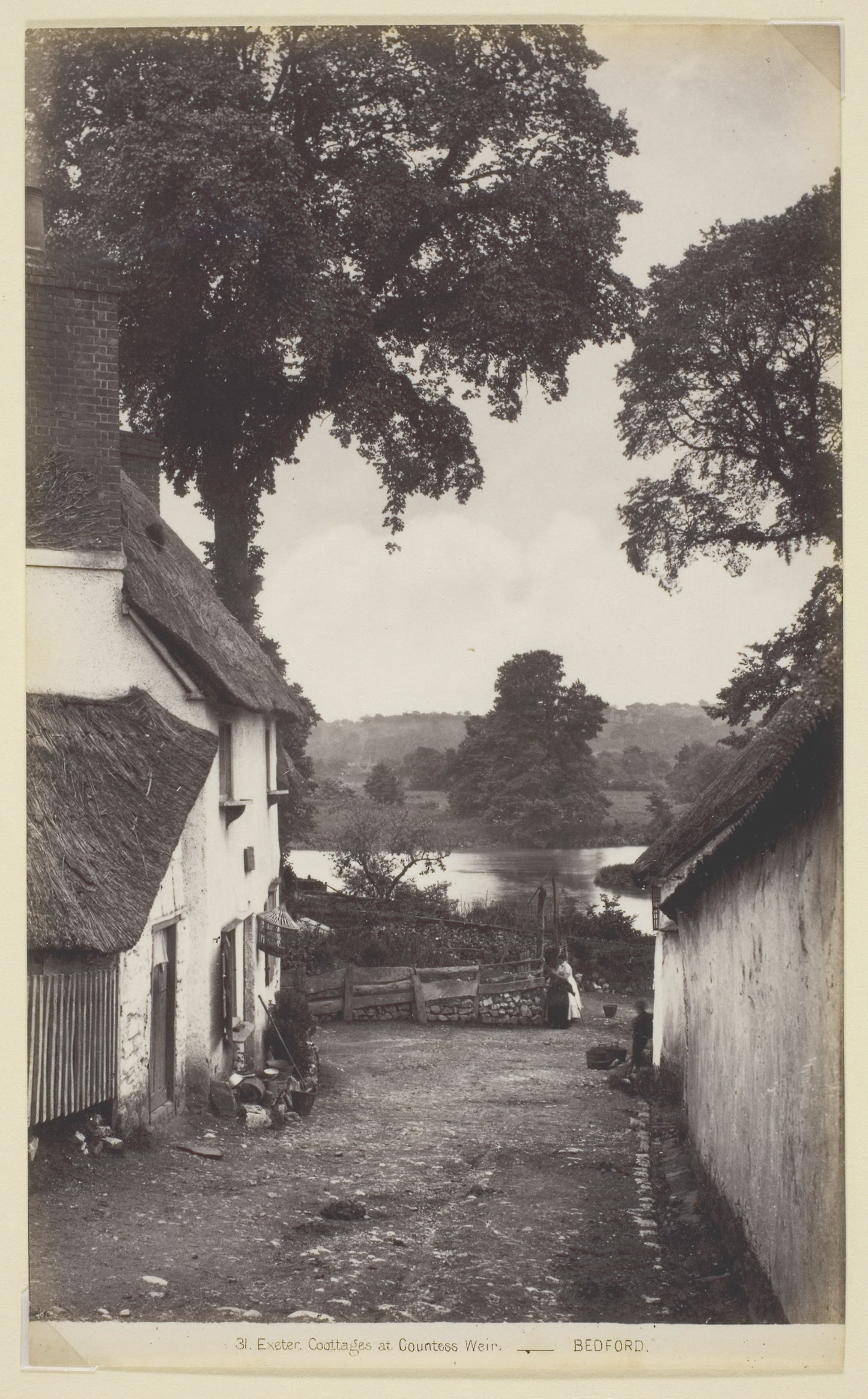 31 Exeter, Cottages at Countess Weir: Francis Bedford,16x12"(A3) Poster