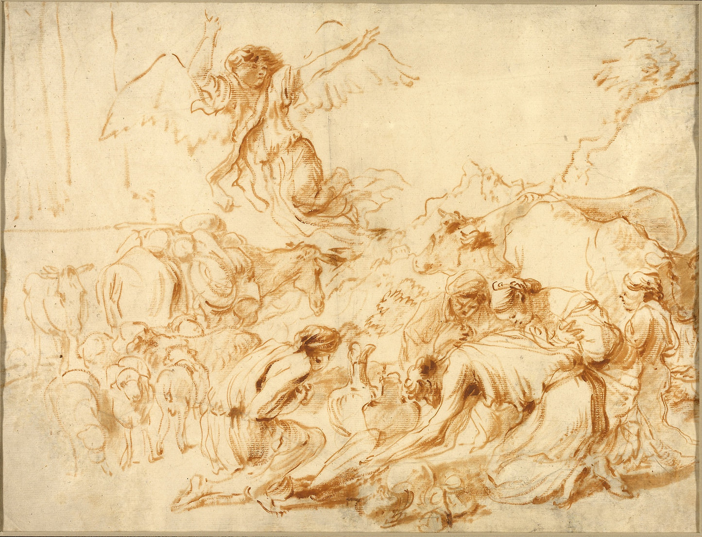 The Angel Departing from the Family of Tobit (?) -  Giovanni Benedetto Castiglione,  Poster Print Wall Art