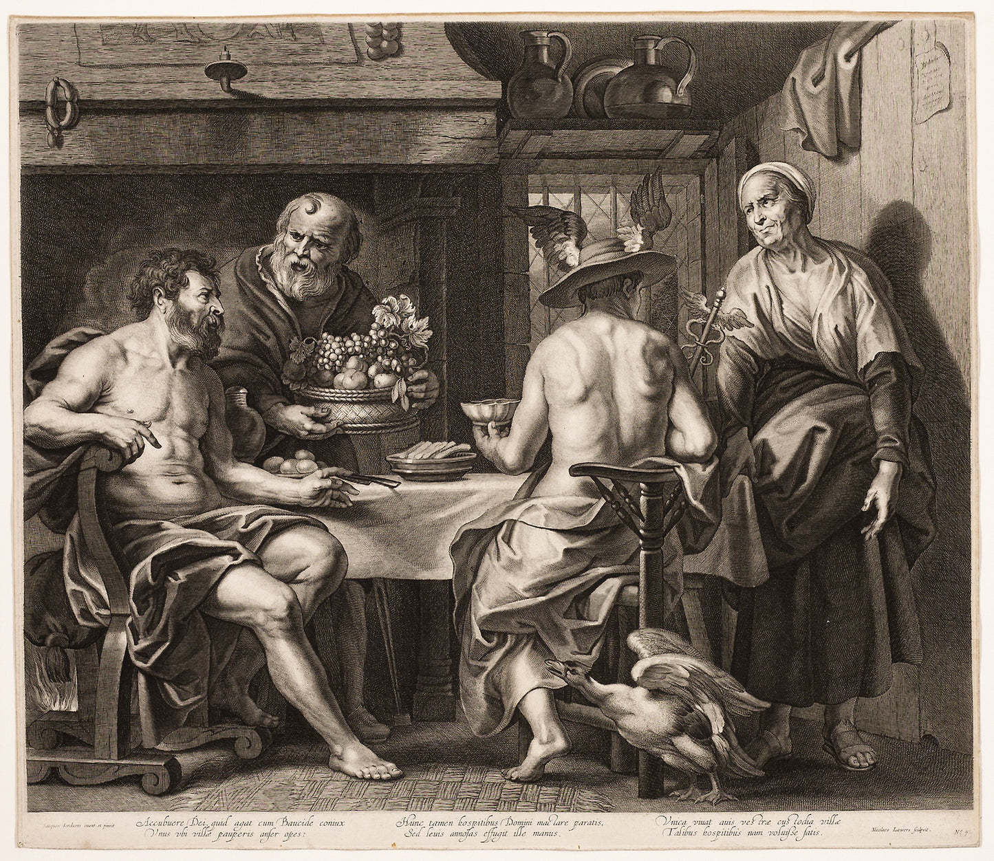 Jupiter and Mercury with Baucis and Philemon -  Nicolaes Lauwers (Flemish, 1600-1652),  Poster Print Wall Art