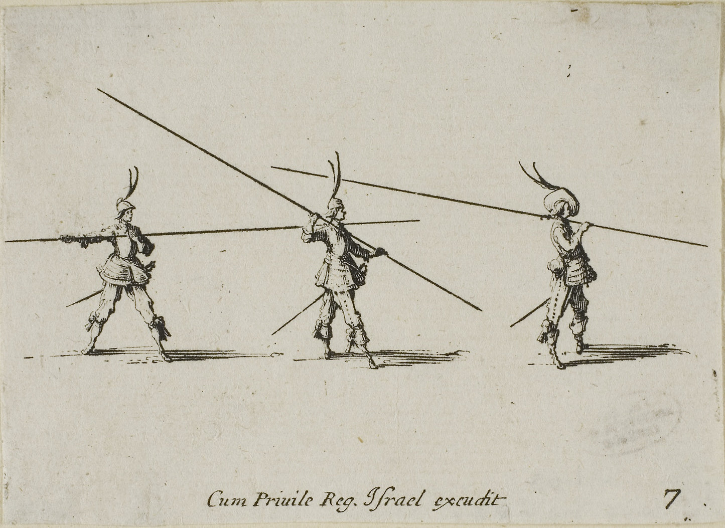Drill with the Musket, plate seven from The Military Exercises -  Jacques Callot (French, 1592-1635),  Poster Print Wall Art