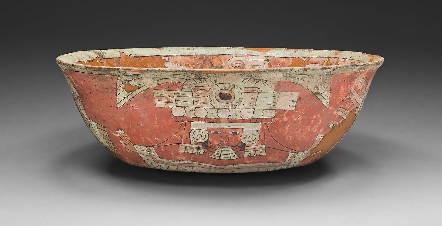 Bowl Depicting a Ritual Figure and Flaming Torches -  Teotihuacan,  Poster Print Wall Art