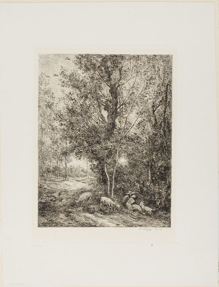 The Shepherd and the Shepherdess: Charles François Daubigny,16x12