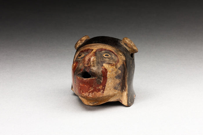 Fragment of a Vessel or Sculpture Depicting a Human Head: Tiwanaku-Wari,16x12