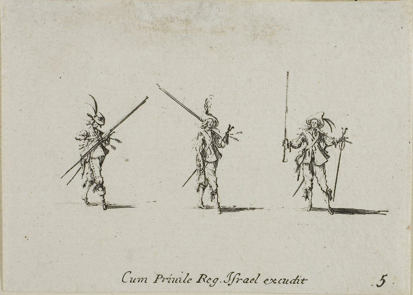 Drill with Tilted Pikes, plate five from The Military Exercises -  Jacques Callot (French, 1592-1635),  Poster Print Wall Art