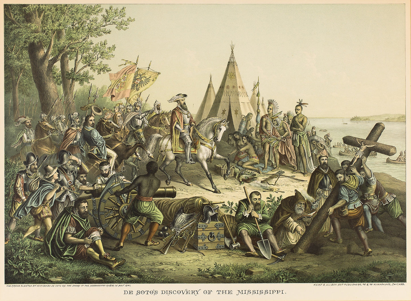 DeSoto's Discovery of the Mississippi River -  Unknown Artist,  Poster Print Wall Art